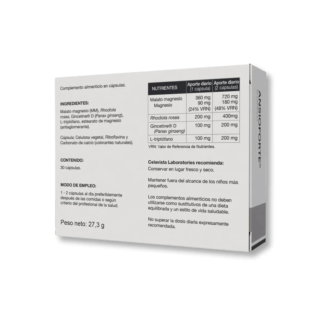 Pastillas para la ansiedad sin receta con Gincetine patentado - Ansioforte Celavista - Vista posterior