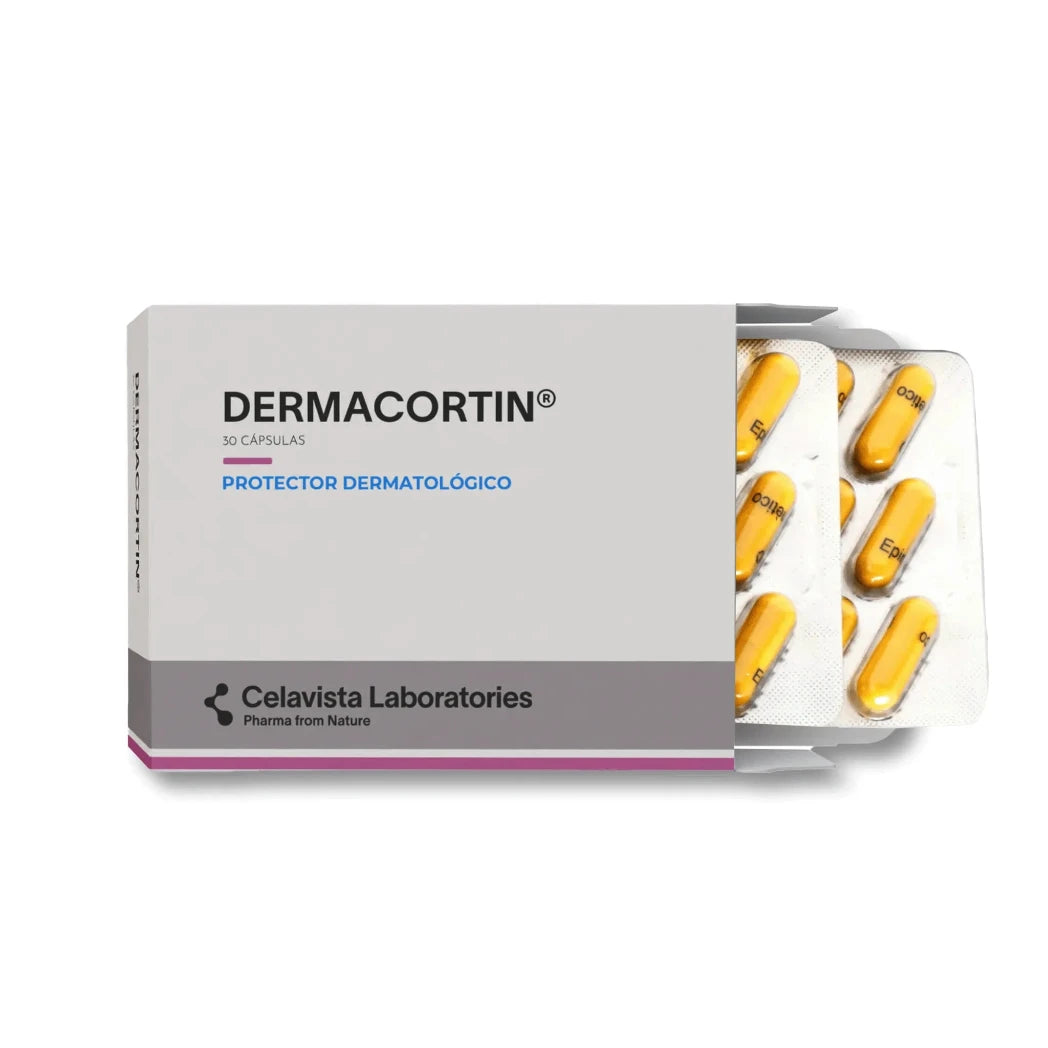 Pastillas para la protección solar oral con lapacho y bardana - Dermacortín vista delantera