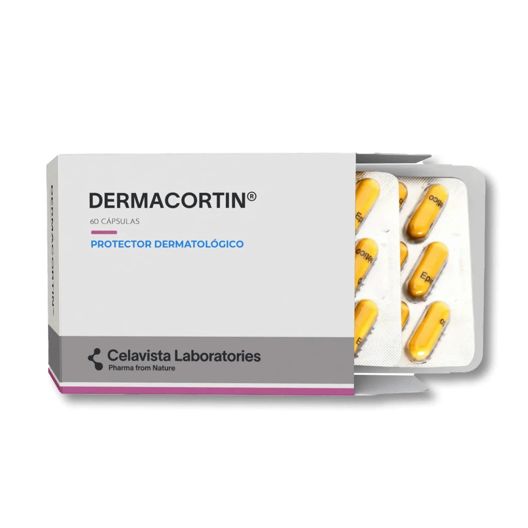 Pastillas para la protección solar oral con lapacho y bardana - Dermacortín vista lateral