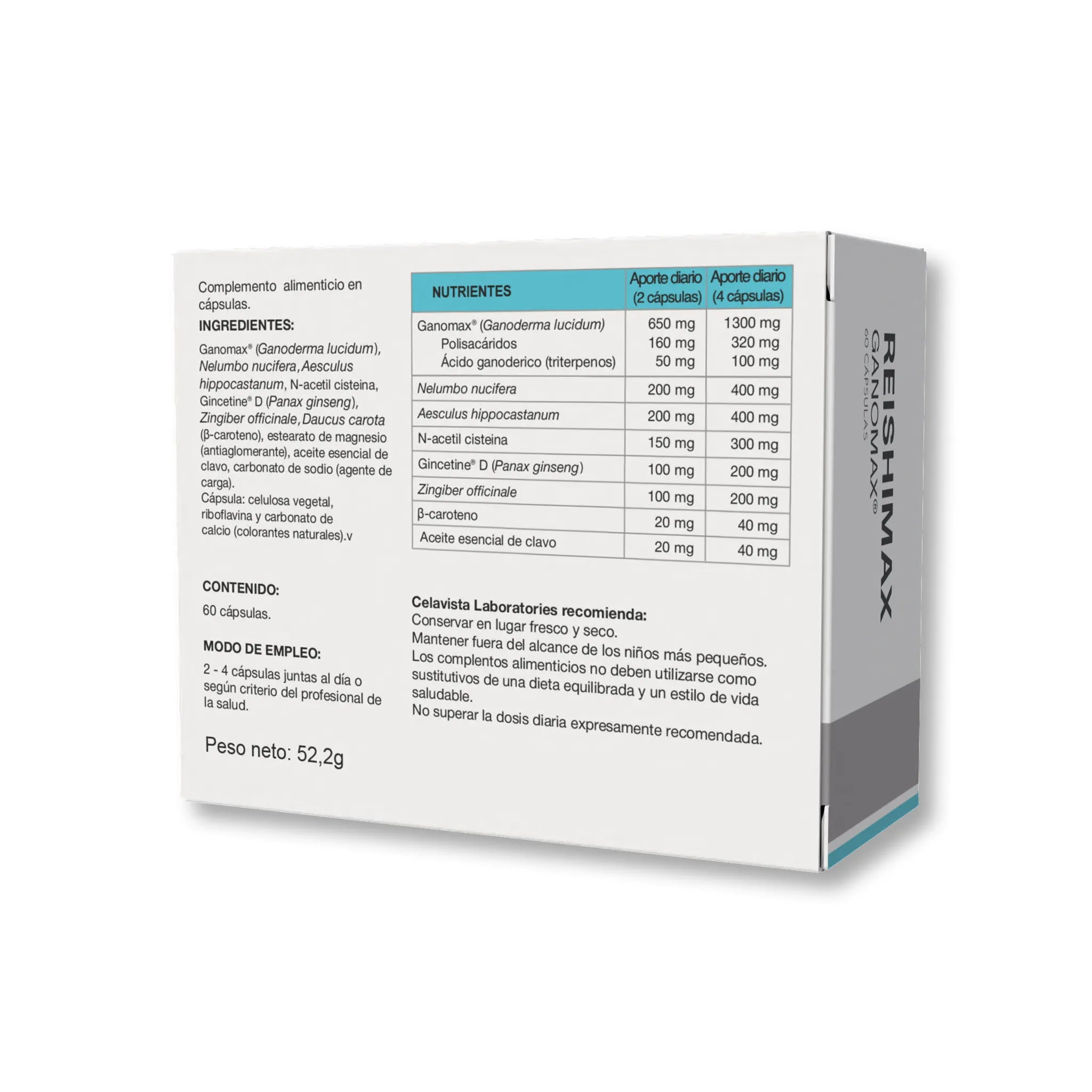 Suplementos para reforzar el sistema inmunológico con triterpenos concentrados - Vista anterior